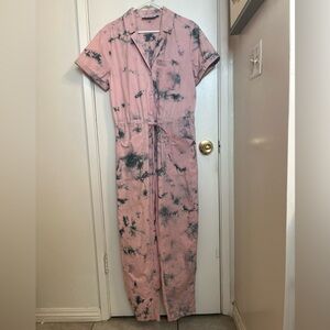 Rachel Antonoff Pink and Grey Tie-dye Jumpsuit